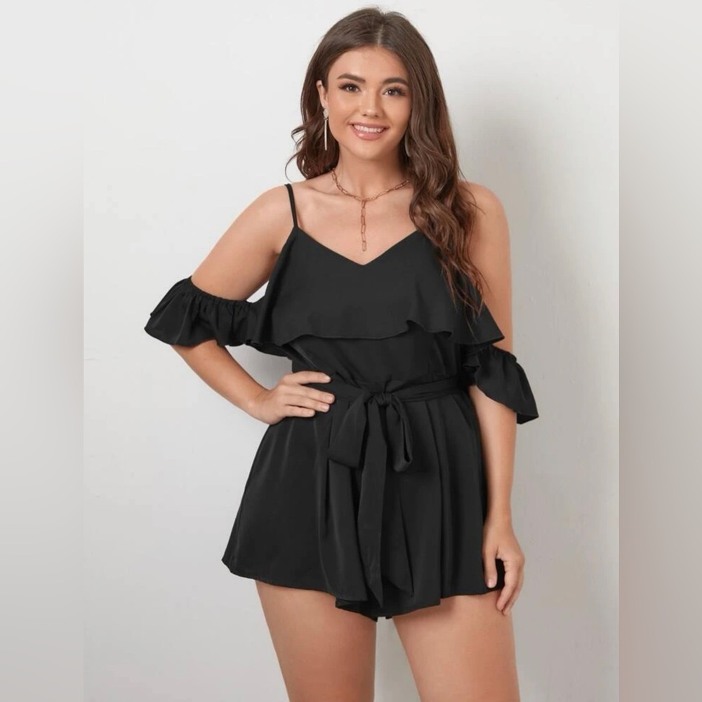 3/$15 Plus size cold shoulder romper